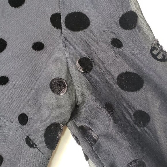 Tory Burch Angela‎ Beaded Velvet Dot Sheer Blouse Long Sleeve Lined 8 - FLAWED - Picture 7 of 16